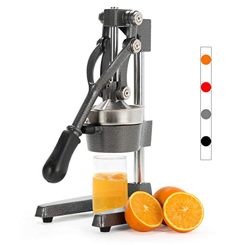CO-Z Commercial Grade Citrus Juicer Professional Hand Press Manual Fruit Juicer Orange Juice Squeezer for Lemon Lime Pomegranate (Gray Cast Iron/Stainless Steel)