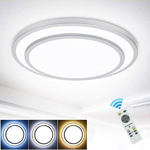 DLLT 48W Dimmable Led Flush Mount Ceiling Light Lighting with Remote-20 Inch Close to Ceiling Lights Fixture for Bedroom/Living Room/Dining Room, 3000K-6000K Color Changeable
