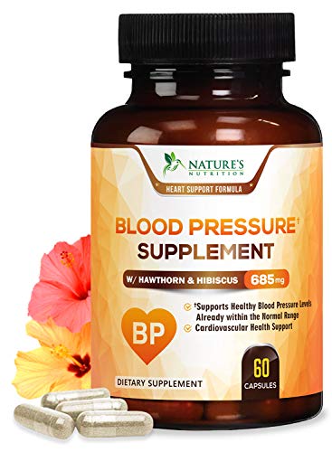 Blood Pressure Support Supplement Extra Strength Heart Support 685mg - Heart Health Vitamins - Made in USA - Best Natural Support with Garlic, Hawthorn & Hibiscus - 60 Capsules