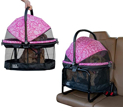 Pet Gear View 360 Pet Carrier & Car Seat with Booster Seat Frame for Small Dogs & Cats with Mesh Ventilation for Easy Viewing, Pink Floral (PG1140NZPF)