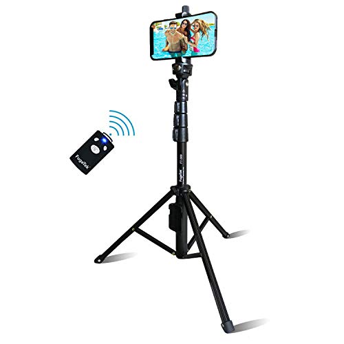 Selfie Stick & Tripod Fugetek, Integrated, Portable All-in-One Professional, Heavy Duty Aluminum, Bluetooth Remote Compatible with Apple & Android Devices, Non Skid Tripod Feet, Extends to 51', Black