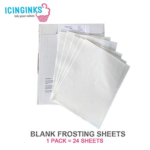 Icinginks 24 Frosting Sheets 8.5” X 11”, Icing Sheets for Cake Toppers, Cookies & Décor, A4 Very White Edible Paper, Cake Edible Paper for Birthdays, Parties, Edible Sugar Sheets for Printers