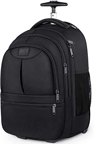 Rolling Backpack,Waterproof Wheeled Travel Backpack, Laptop Backpack for Women Men,Carry on Luggage Backpack Fit 15.6 inch Notebook, Trolley Suitcase Business Bag College Student Computer Bag,Black