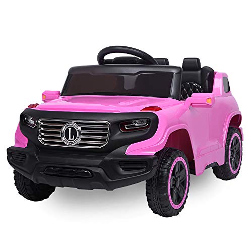 VALUE BOX Electric Remote Control Truck, Kids Toddler Ride On Cars 6V Battery Motorized Vehicles Children's Best Toy Car Safe with 3 Speeds, Music, seat Belts, LED Lights and Realistic Horns (Pink)