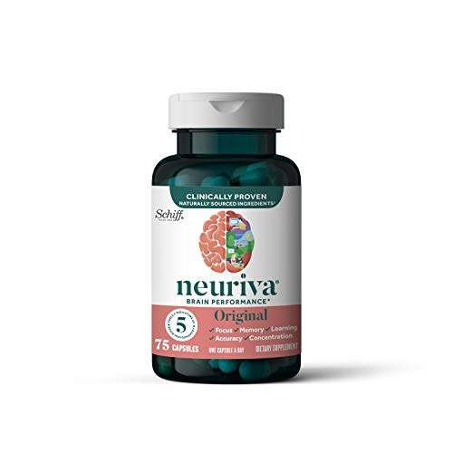 Nootropic Brain Support Supplement - NEURIVA Original Capsules (75 count in a bottle) Phosphatidylserine, Gluten Free, Decaffeinated - Supports Focus, Memory, Learning, Accuracy & Concentration