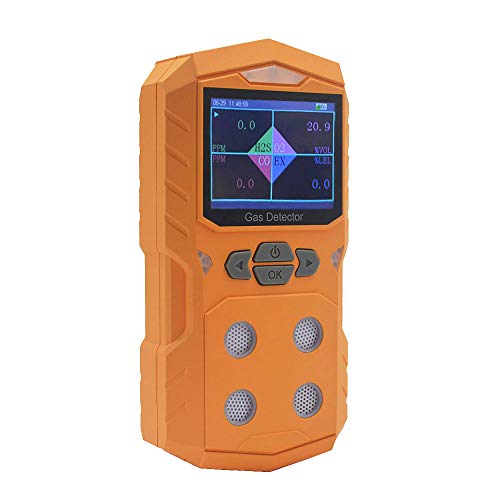 4 Gas Detector Portable Multi Gas Detector Monitor Color Display with Graphing Rechargeable Battery Sound Light Alarm 4 in 1 Gas Analyzer