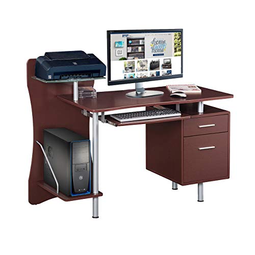 Techni Mobili Stylish Computer Desk with Storage, Chocolate, 39.5' x 44' x 51.25'