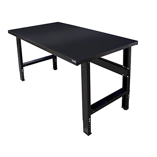 Borroughs Adjustable Height Work Bench with Painted Black Top, 34 x 72 inches