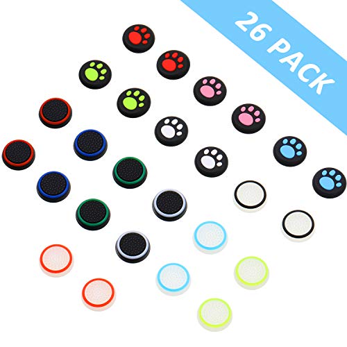 26 Pieces Replacement Thumb Grips Caps Cover Silicone Luminous Analog Controller Joystick Thumb Stick Cap , Compatible with PS4 PS3 PS2 Xbox 360 Xbox One Controllers
