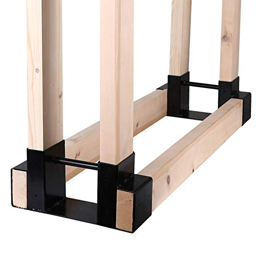 Mofeez Outdoor Firewood Log Storage Rack Bracket Kit,Fireplace Wood Storage Holder-Adjustable to Any Length