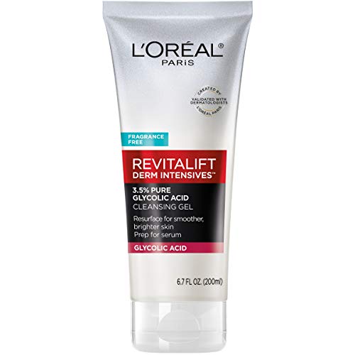 3.5% Pure Glycolic Acid Cleansing Gel by L'Oreal Paris Skin Care, Revitalift Derm Intensives Gel Cleanser with Glycolic Acid, Salicylic Acid to resurface and prep skin for serum, 6.7 fl oz