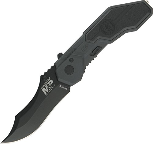 Smith & Wesson M&P SWMP1B 7.1in High Carbon S.S. Assisted Folding Knife with 2.9in Clip Point Blade and Aluminum Handle for Tactical, Survival and EDC