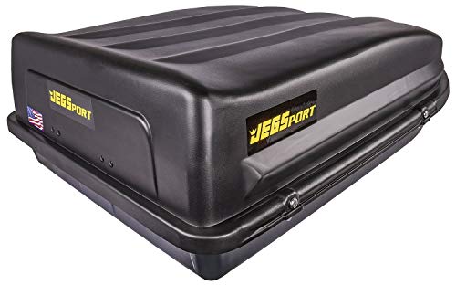 JEGS Rooftop Cargo Carrier | Hard Car Top Large Luggage Box | Waterproof Storage | Heavy Duty Solid Case | Made in USA | 18 Cubic Ft. | 100 Lb. Capacity | Zero Tool Easy Assembly | Aerodynamic Design