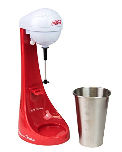 Nostalgia Two-Speed Electric Coca-Cola Limited Edition Milkshake Maker and Drink Mixer, Includes 16-Ounce Stainless Steel Mixing Cup & Rod-Red, 16 oz