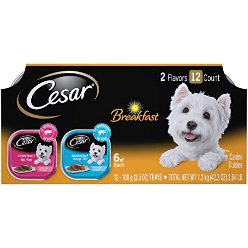 CESAR Soft Wet Dog Food Classic Loaf in Sauce Breakfast Variety Pack, (24) 3.5 oz. Easy Peel Trays