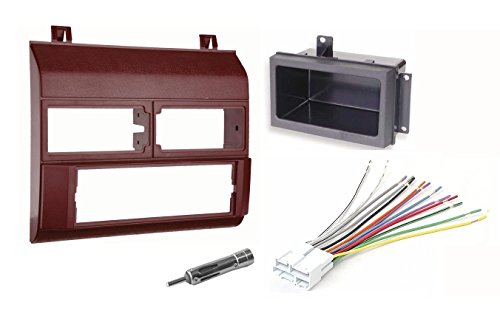 Single Din Dash Kit + Pocket Kit + Wire Harness + Antenna Adapter.Fits 1988-1996 Red Chevrolet & GMC Complete