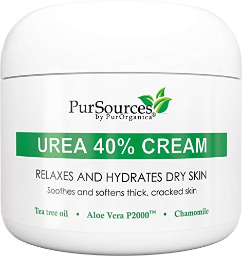 PurSources Urea 40% Foot Cream 4 oz - Best Callus Remover - Moisturizes & Rehydrates Thick, Cracked, Rough, Dead & Dry Skin - For Feet, Elbows and Hands + Free Pumice Stone - 100%