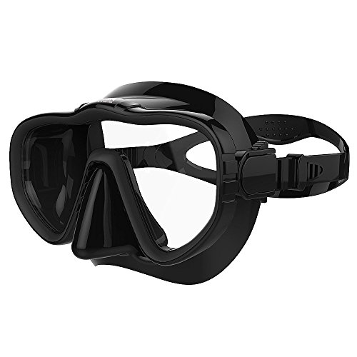 Kraken Aquatics Snorkel Dive Mask with Silicone Skirt and Strap for Scuba Diving, Snorkeling and Freediving | Black