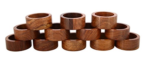 Shalinindia Handmade Party Decor Wooden Napkin Rings for Table Dinner Decoratio (Set of 12)