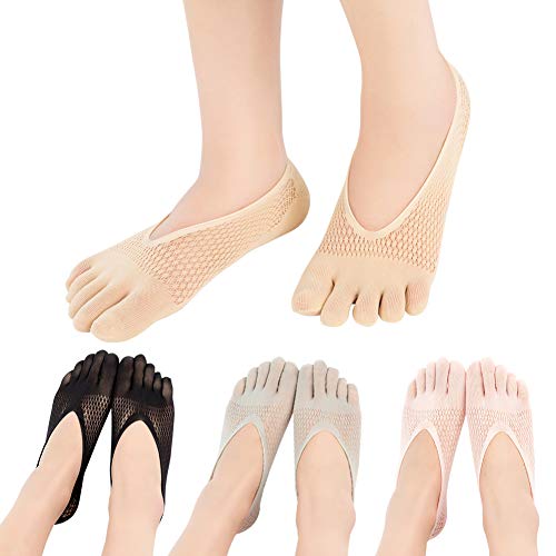 NO Show Running Five Fingers Crew Ankle Toe Socks for Women Ladies 4 Pack