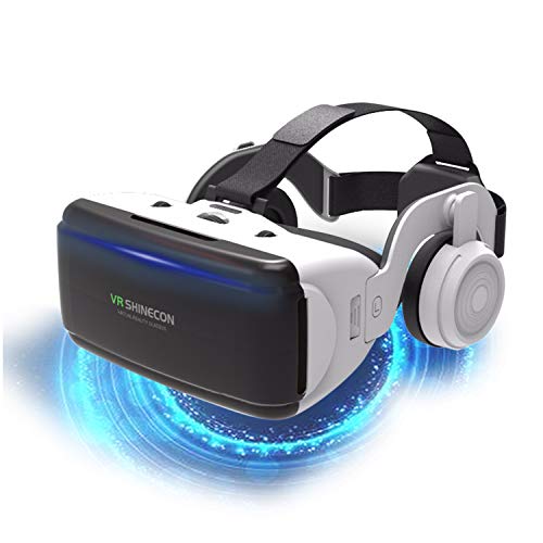 VR Headset,Virtual Reality Headset Adjustable 3D VR Glasses with Headphone for Movies Video Games Universal VR Glasses for iPhone Android and Other Phones- Gift for Kids and Adults…