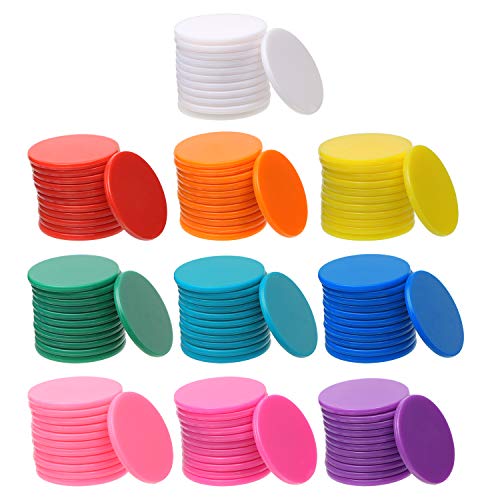 Shapenty 10 Colors Small Plastic Learning Counters Disks Bingo Chip Counting Discs Markers for Math Practice and Poker Chips Game Tokens with Storage Box, 25mm/1 Inch,120PCS