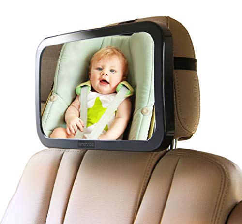 Enovoe Baby Car Mirror with Cleaning Cloth - Wide, Convex Back Seat Baby Mirror for Car is Shatterproof and Adjustable - 360 Swivel Rear Facing Car Seat Mirror Helps Keep an Eye on Your Infant