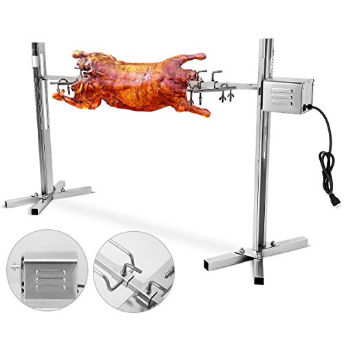 ETE ETMATE Electric Rotisserie Kit, 15W Universal Complete Large Grill Roaster Rod, Pig Chicken Hog Lamb Charcoal Cooker, Stainless Steel Outdoor Use Rotisserie Spit