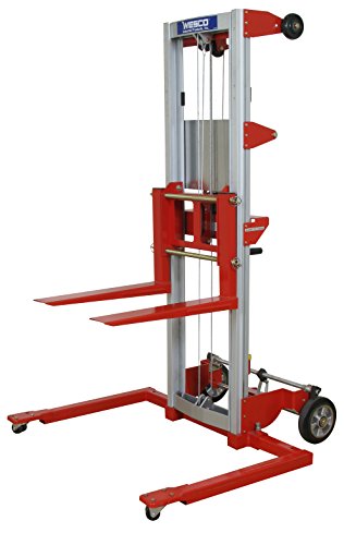 Wesco Industrial Products 273514 Aluminum/Steel Hand Winch Lifter with Adjustable Straddle Base, 500-lb. Capacity, 29' x 43' x 68'