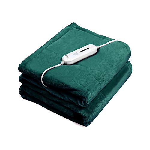 WAPANEUS Electric Heated Blanket with 3 Heating Levels and Auto Shut Off,Soft Plush Heated Throw Blanket with Fast-Heating and Machine Washable Fabrics For Couch or Bed Use 62' x 84'