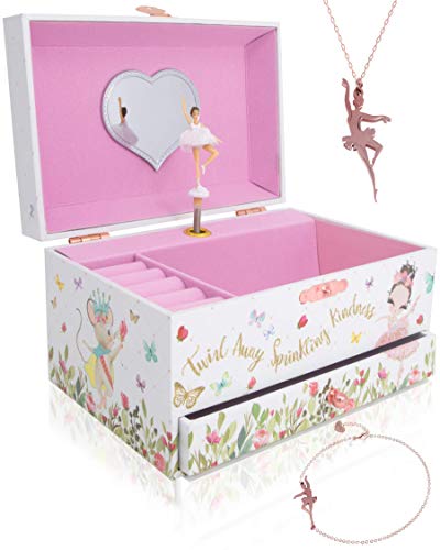 The Memory Building Company Musical Ballerina Jewelry Box for Girls & Little Girls Jewelry Set - 3 Dancer Gifts for Girls…
