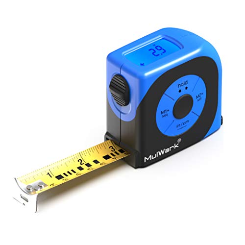 MulWark 16ft Digital Tape Measure, Large LCD Digital Display with Backlight, Feet/Inch/Metric Unit Conversion, Centerline Calculation, Inside/Outside Measurement | Measuring Tape for Construction