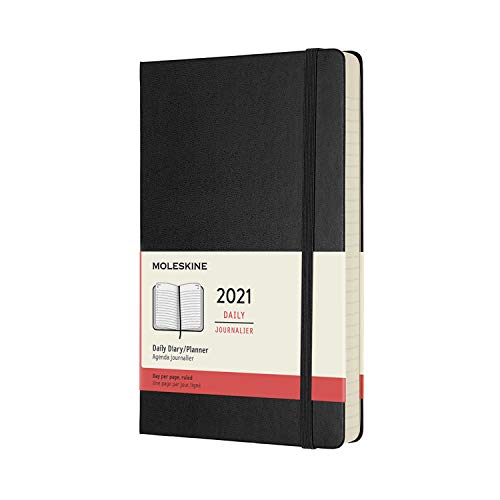 Moleskine 12 Month 2021 Daily Planner, Hard Cover, Large (5' x 8.25') Black