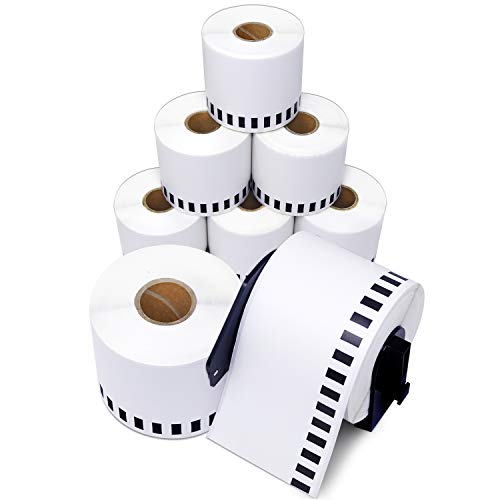 Aegis Adhesives - Compatible Label Replacement for Brother DK-2205 (2.4' X 100 Ft.) Continuous Paper Tape, Use with QL Label Printers - 8 Rolls + 1 Frame