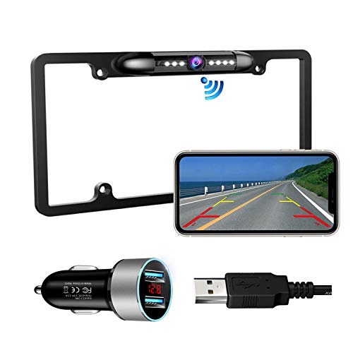 Casoda WiFi Wireless License Plate Backup Camera for iPhone and Android, Ultra Strong Signal Smooth Video Image Never Freezing Clear Picture Suitable for Cars Trucks Trailers SUVs, Easy to Install