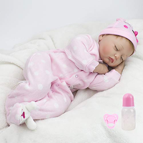 Reborn Sleeping Baby Doll Soft Vinyl Lifelike Realistic 22 inch Weighted Newborn Dolls Gift Set