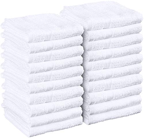 Utopia Towels White Salon Towels, Pack of 24 (Not Bleach Proof, 16 x 27 Inches) Highly Absorbent Towels for Hand, Gym, Beauty, Hair, Spa, and Home Hair Care