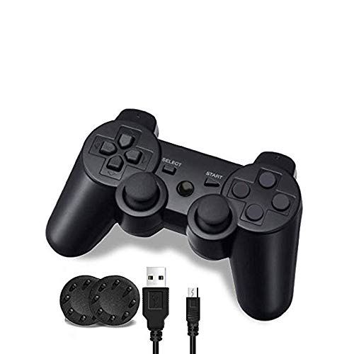 PS3 Controller, Wireless Bluetooth Gamepad Double Vibration Remote Joystick for Playstation 3 with Charging Cord (1-Pack)