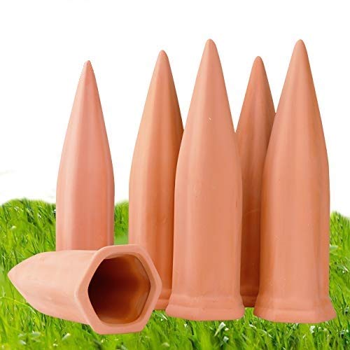 Plant Watering Devices 6 Pack Terracotta Vacation Plant Waterer Wine Bottle Watering Stakes Slow Release Plant Watering Spikes Perfect Self Watering Devices for Indoor Outdoor Plants