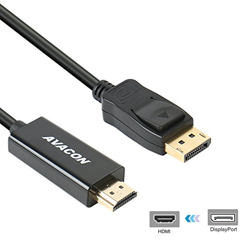 DisplayPort to HDMI 6 Feet Gold-Plated Cable, Avacon Display Port to HDMI Adapter Male to Male Black