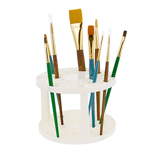 U.S. Art Supply Plastic Artist Round Multi Hole Paint Brush Orgainzer Holder - Holds 50 Brushes Upright