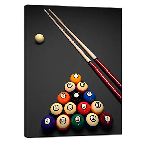 Nachic Wall Vintage Wall Art for Living Room Retro Pool Table Billiards Pictures Wall Art Print Leisure Sport Painting for Game Room Man Cave Bar Pub Wall Decoration Gallery Canvas Wrapped Ready to Ha