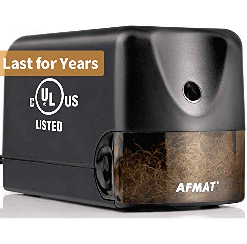 AFMAT Electric Pencil Sharpener Heavy Duty, Classroom Pencil Sharpener for 6.5-8mm No.2/Colored Pencils, UL Listed Industrial Pencil Sharpener w/Stronger Helical Blade, Best School Pencil Sharpener