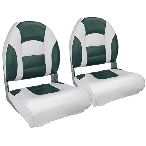 NORTHCAPTAIN S1 Pro Premium High Back Folding Boat Seat(2 Seats),White/Green