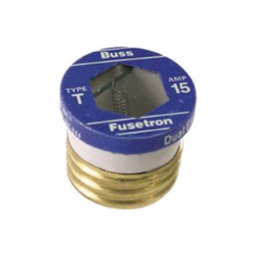 Bussmann BP/T-15 15 Amp Type T Time-Delay Dual-Element Edison Base Plug Fuse, 125V Ul Listed Carded,Pack of 2