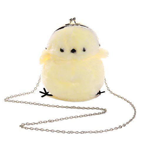 JHVYF Women Cute Plush Crossbody Bag Small Chick Shoulder Purse Cell Phone Wallet Clasp Closure Bags with 45'Chain Strap Yellow
