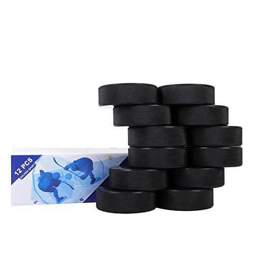 Golden Sport Ice Hockey Pucks, 12pcs, Official Regulation, for Practicing and Classic Training, Diameter 3', Thickness 1', 6oz, Black