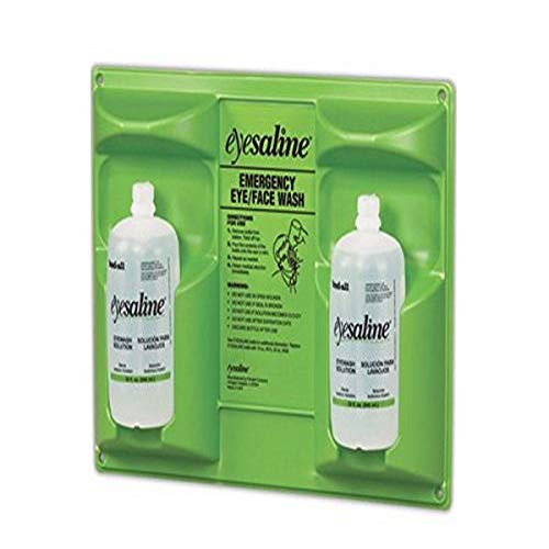 Honeywell 32 oz. (946 ml) Double Bottle Sterile Saline Eye Wash Wall Station (Trilingual, Includes 2 Full Bottles)