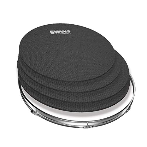 SoundOff by Evans Drum Mute Pak (4pc) – Provides 95% Volume Reduction Without Drastically Altering Drums’ Feel – Quietly Practice Directly on Drum Sets – For Standard-Sized Kits 12, 13, 14 (Snare), 16