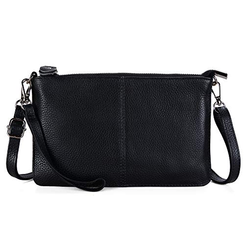 Black Leather Wristlet Clutch Small Crossbody Wallet Purses and Handbags Cell Phone Mini Smartphone Crossbody Bags for Women